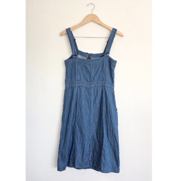 Vintage Levi's Denim Jumper Dress Overall Skirt Medium Zip Front 90s Grunge - Picture 9 of 12